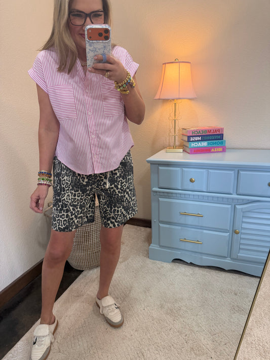 Pink Button-up Striped Shirt