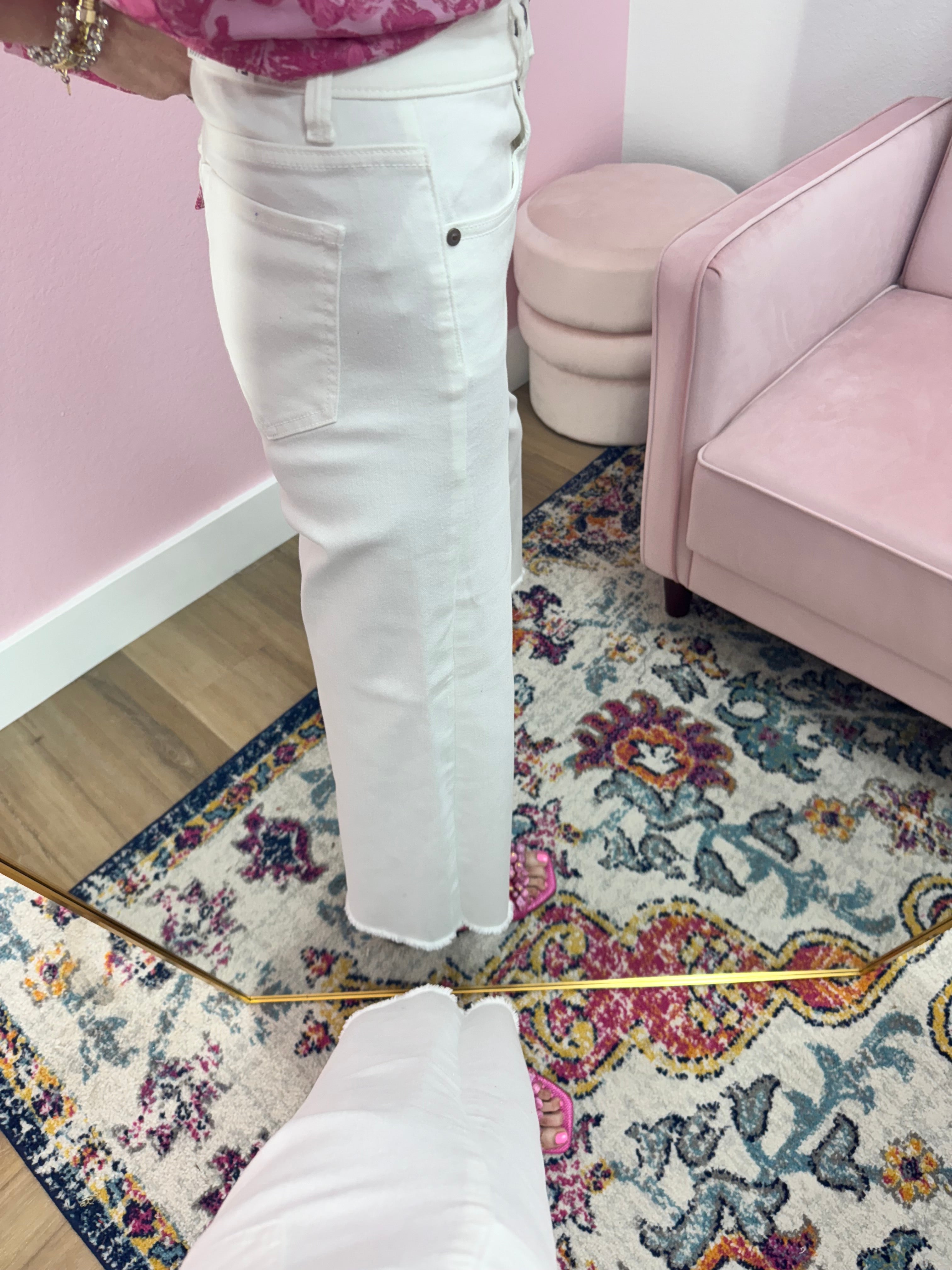 Z White Cropped Wide Leg Denim Jeans