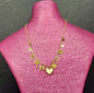 Clover & Heart Charm Necklace with Pear Inlay