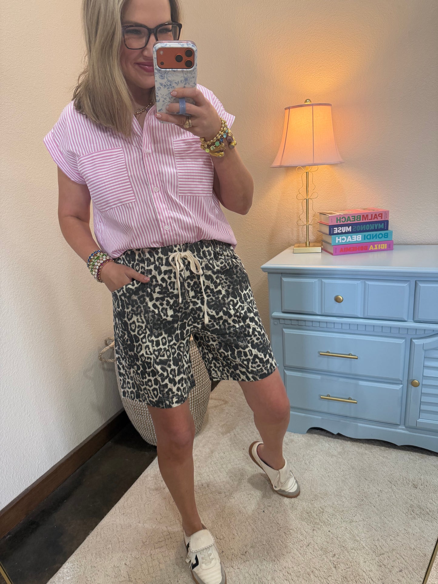 Pink Button-up Striped Shirt