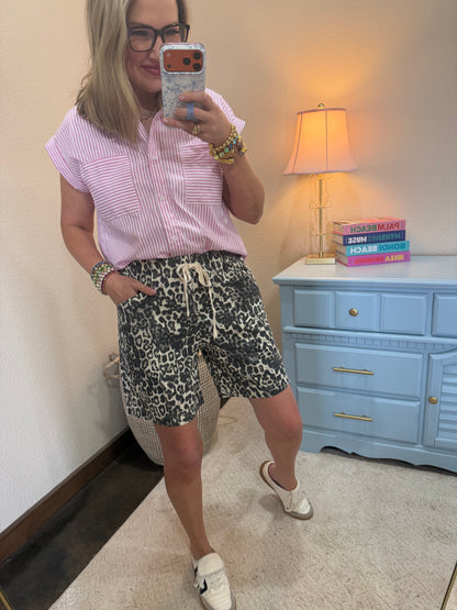 Pink Button-up Striped Shirt