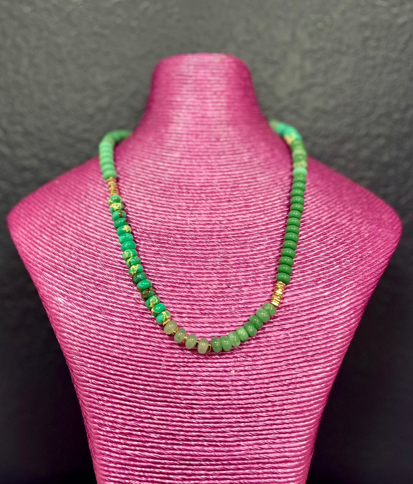 Turquoise Bead with Gold Accents  Necklace