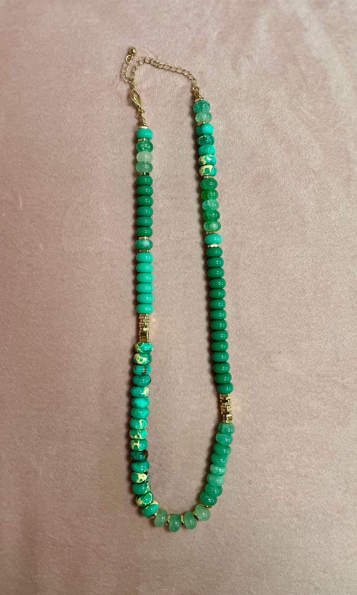Turquoise Bead with Gold Accents  Necklace