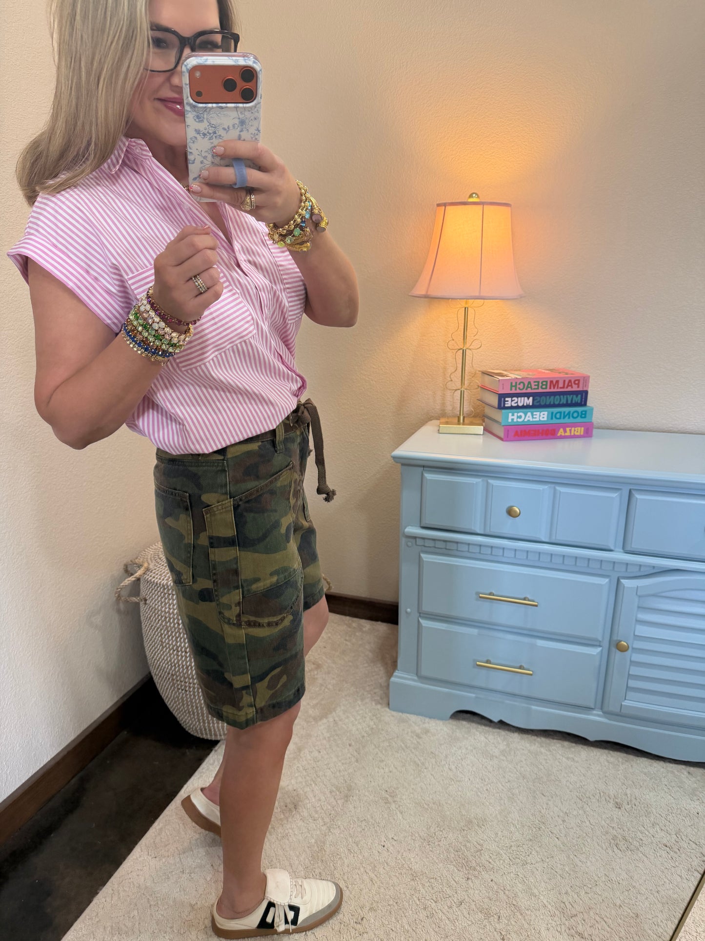 Pink Button-up Striped Shirt