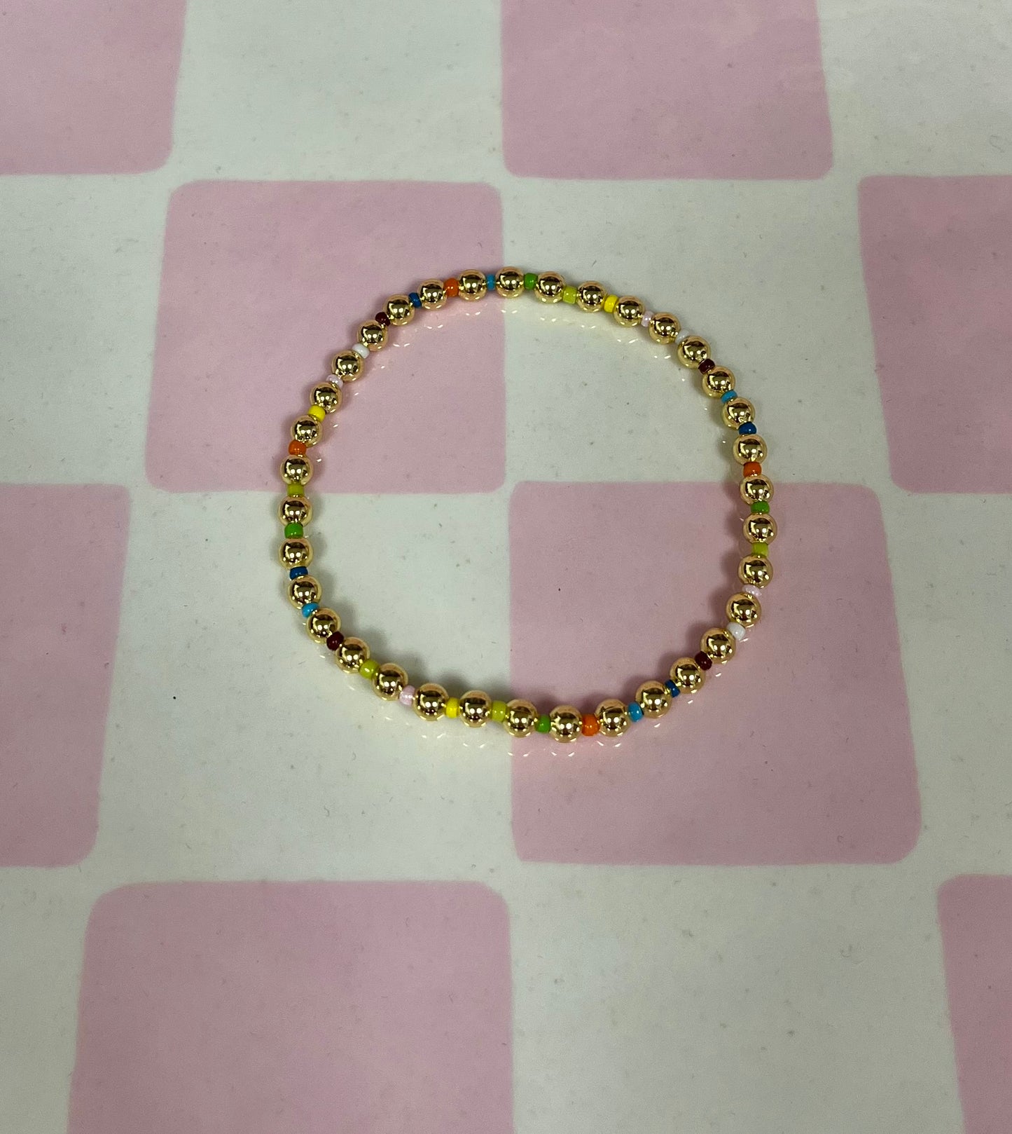 Muliti Colored & Gold Mini Bead Bracelet