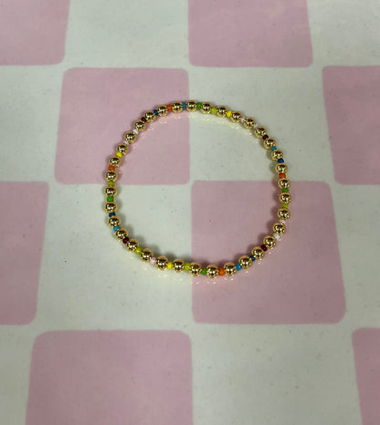 Muliti Colored & Gold Mini Bead Bracelet