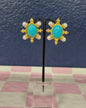 Oval Turquoise and Pearl Gold Studs