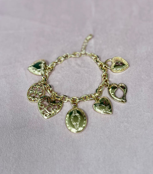 Gold Locket Charm Bracelet