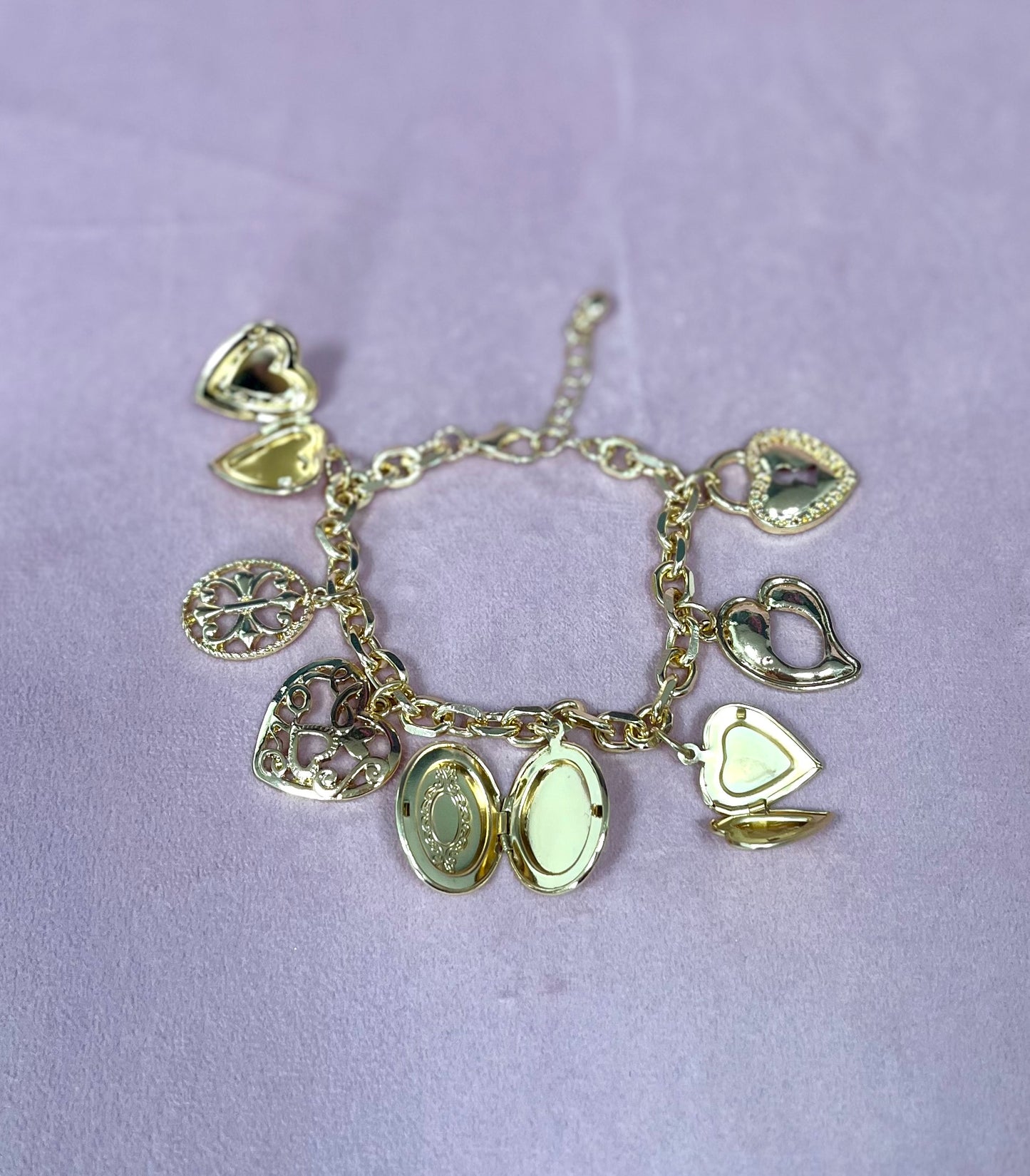 Gold Locket Charm Bracelet