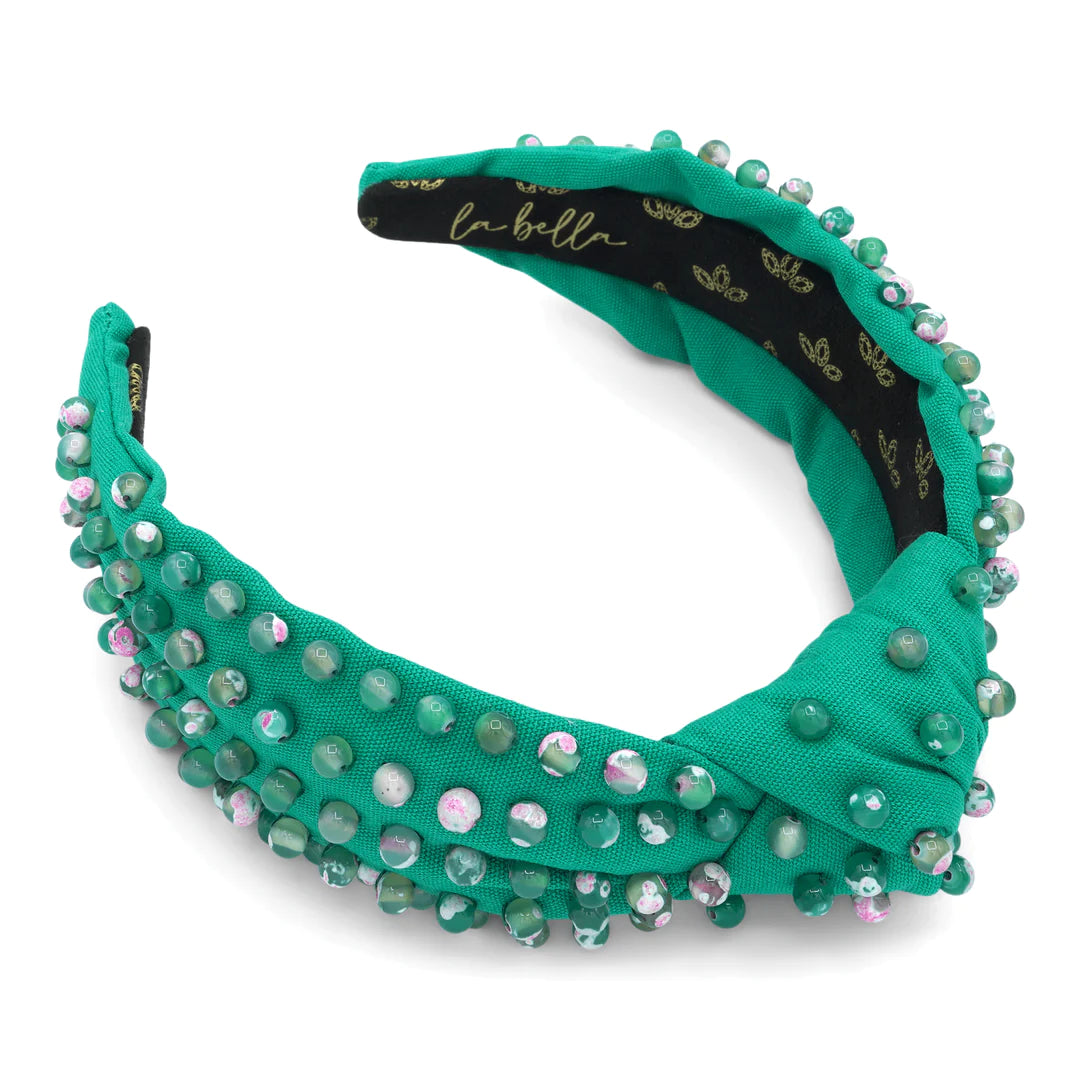 Luxury Green and Pink Agate Headband