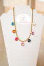 Large Stone Multi Color Crystal Dangle Necklace