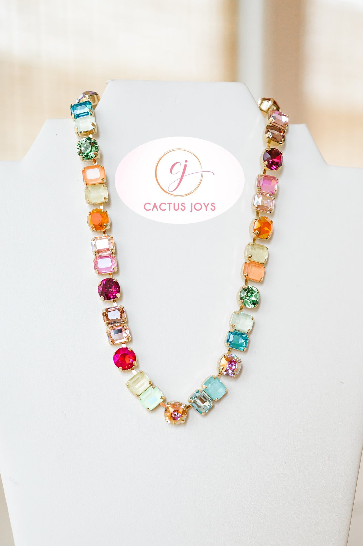 Luxe Square and Round Crystal Necklace