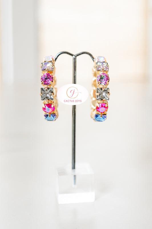 Luxe Crystal Hoops (5 colors!!)