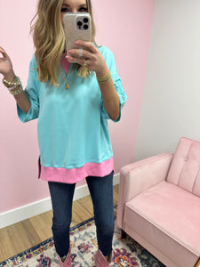 Mint and Pink Oversized Top FS