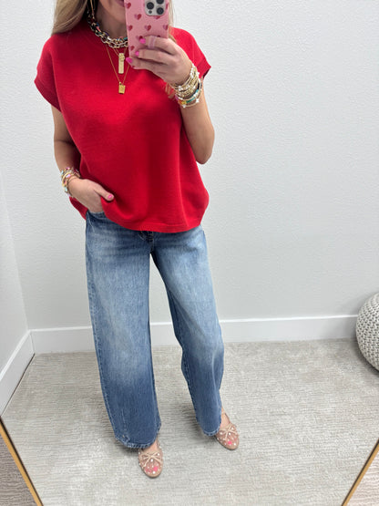 Snap Bottom Medium Wash Balloon Jeans