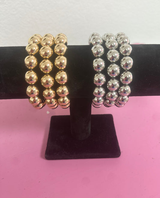 Set of 3 Ball Bracelets (Silver & Gold)
