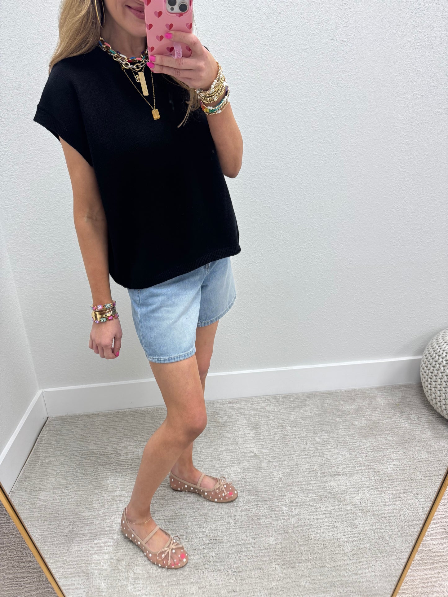 Black Oversized Viscose Sweater Vest Top