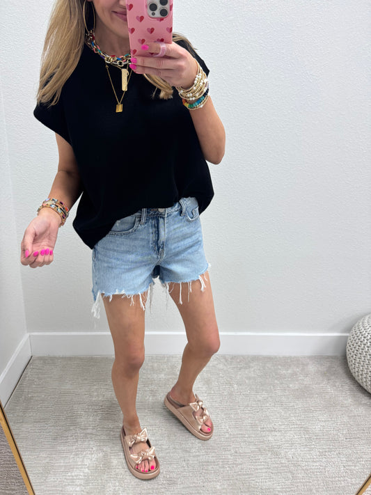 Black Oversized Viscose Sweater Vest Top