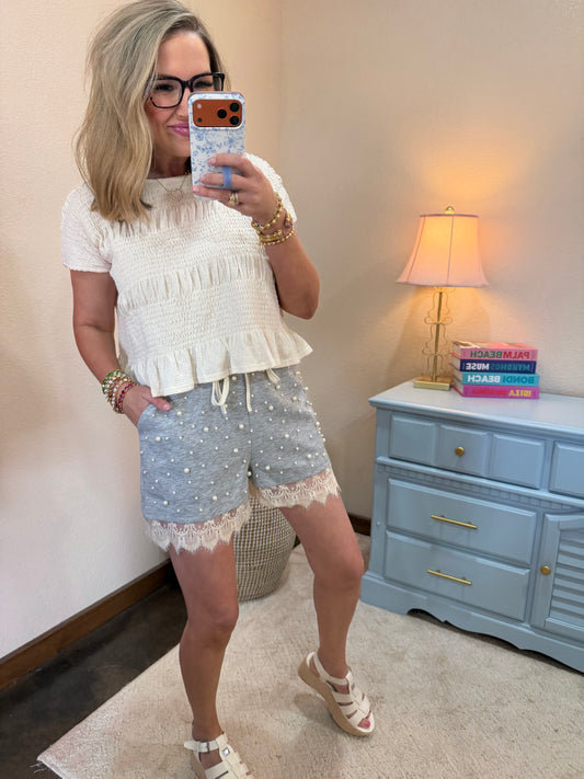Grey Scuba Pearl Shorts