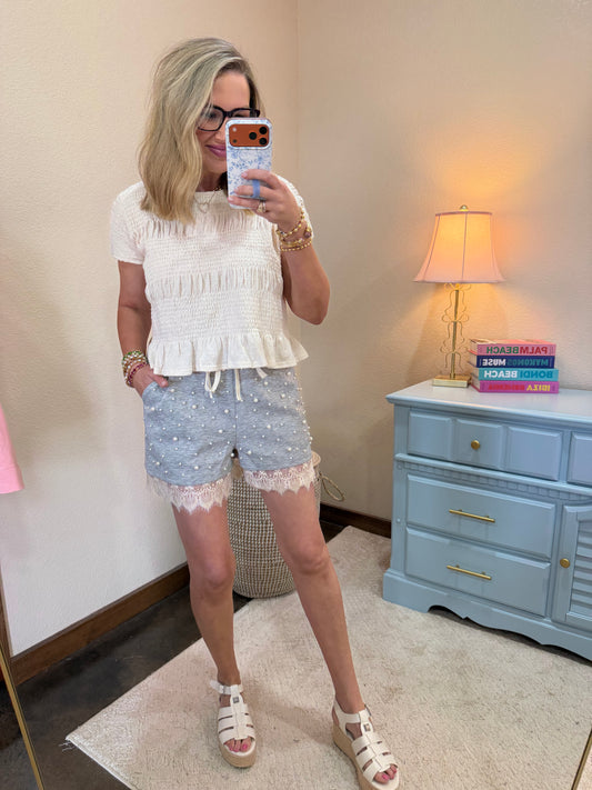 Grey Scuba Pearl Shorts