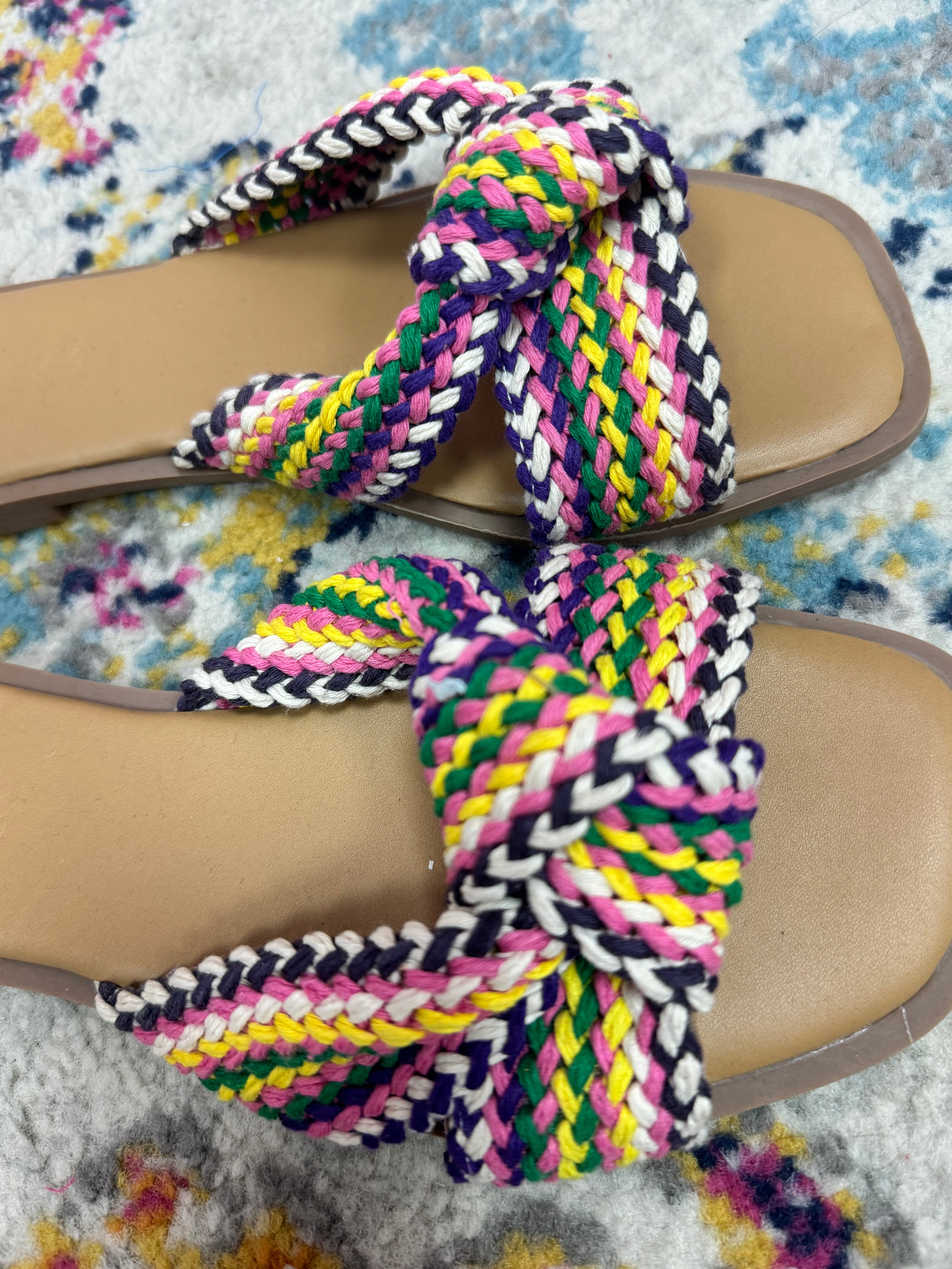 Multi Colored Woven Knot Sandal