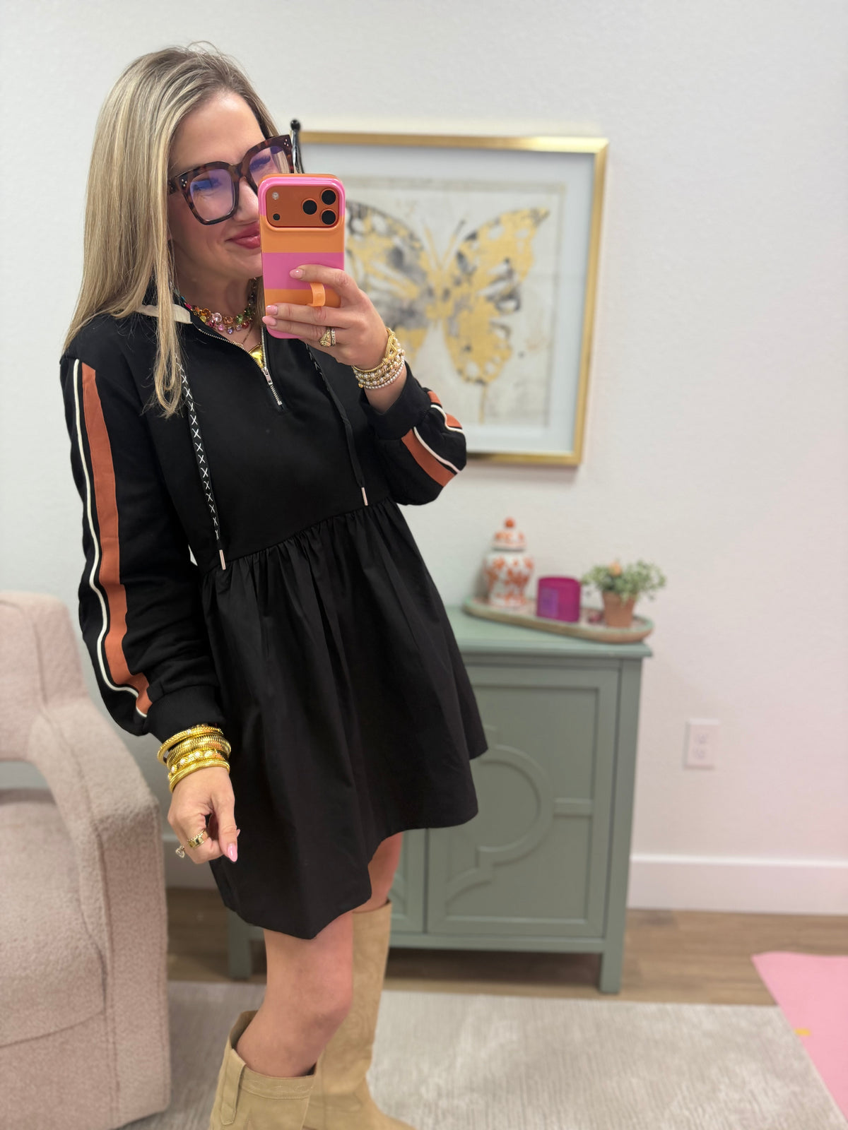 Black Detailed Sleeve Dress