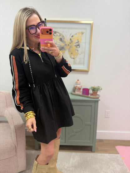 Black Detailed Sleeve Dress