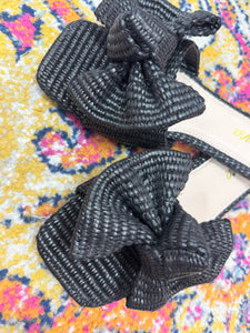 Black Raffia Bow Sandals