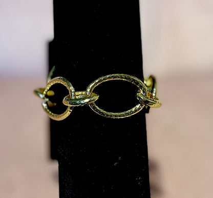 Lux Gold Textured Link Clasp Bracelet