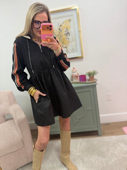 Black Detailed Sleeve Dress