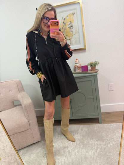 Black Detailed Sleeve Dress