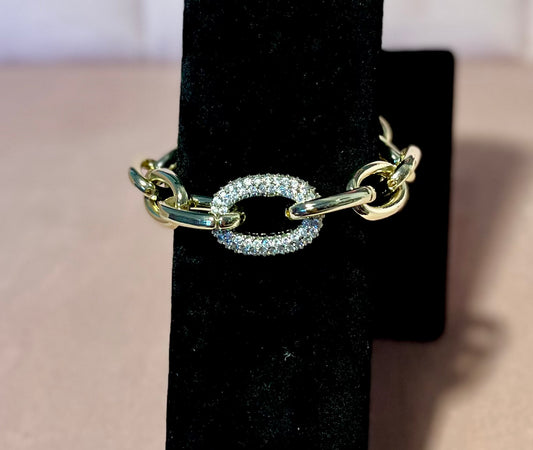 Gold Magnetic Bracelet with Crystal Link