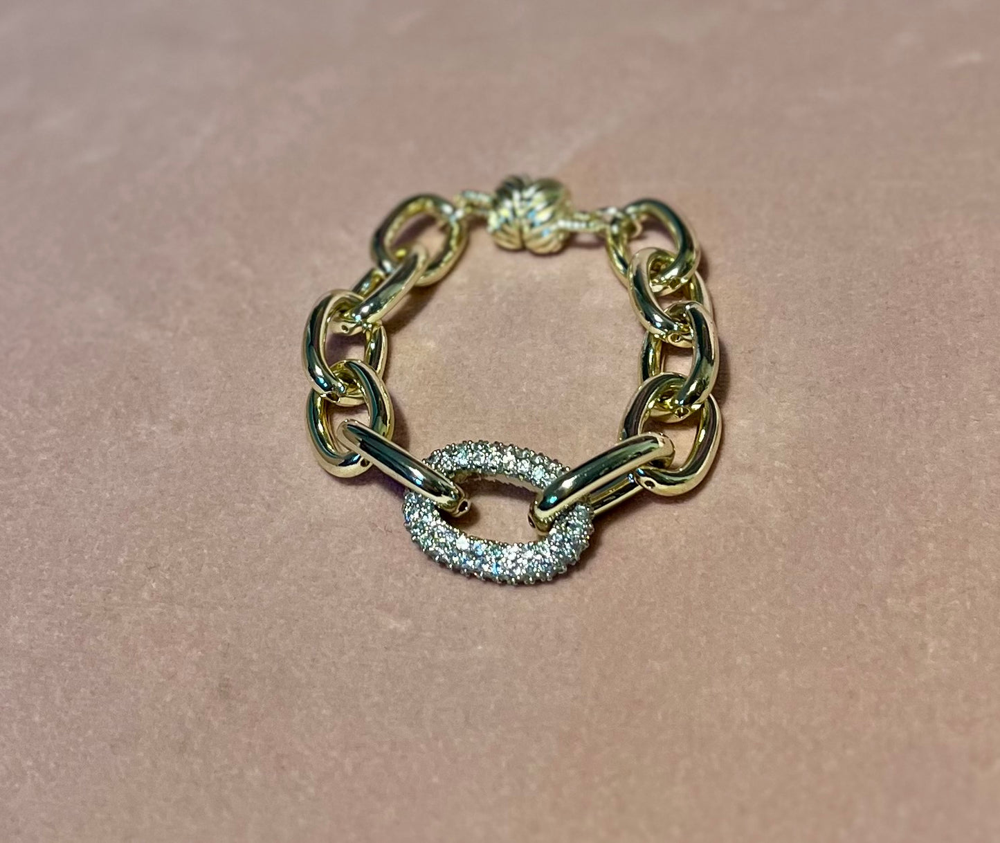 Gold Magnetic Bracelet with Crystal Link