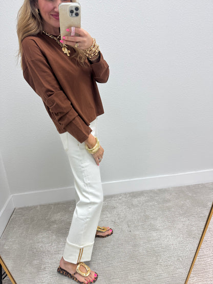 Brown Solid Long Sleeve FS