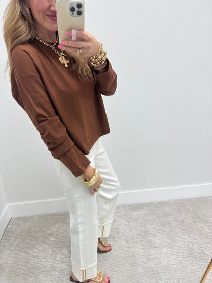 Brown Solid Long Sleeve FS