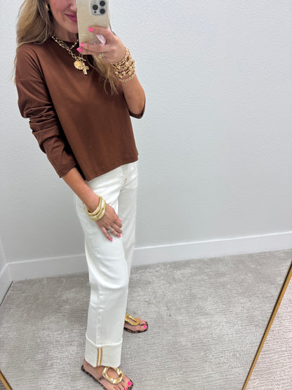 Brown Solid Long Sleeve FS