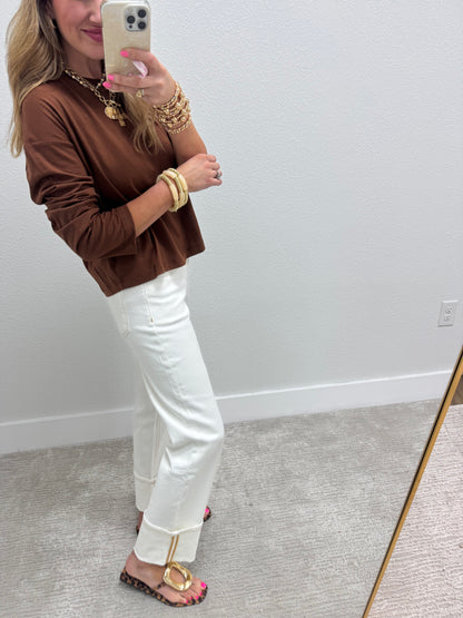 Brown Solid Long Sleeve FS
