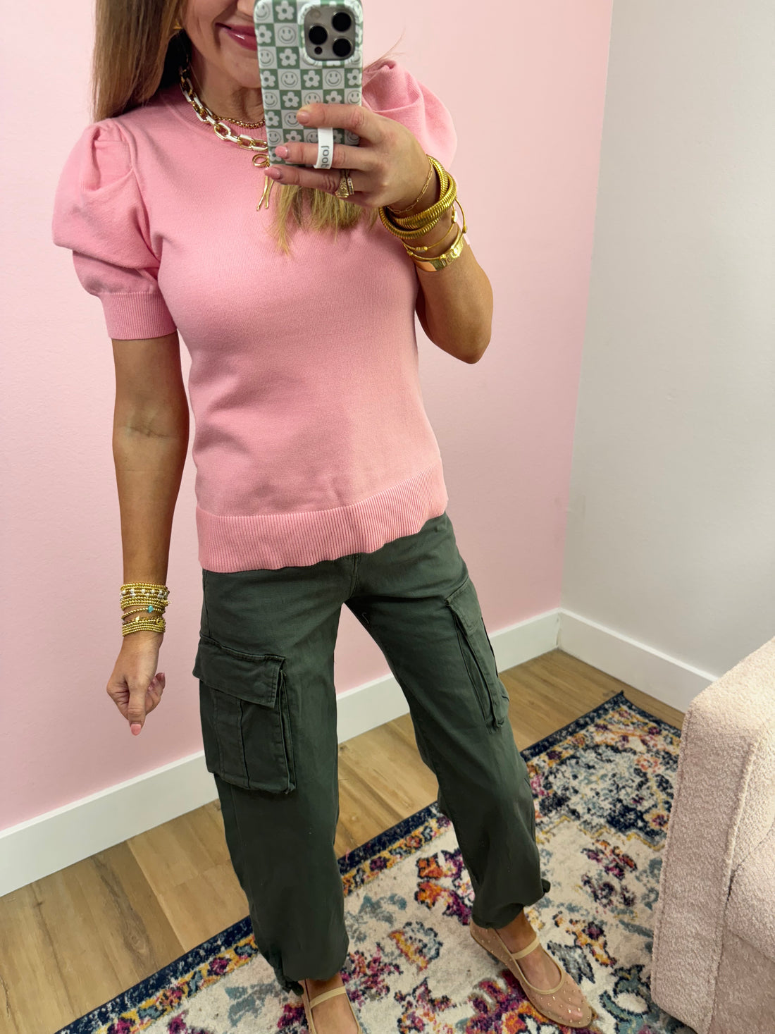 Daze Olive Cargo Tie Bottom Jeans FS