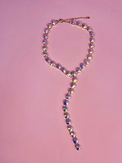 AB Crystal Y Drop 20” Necklace