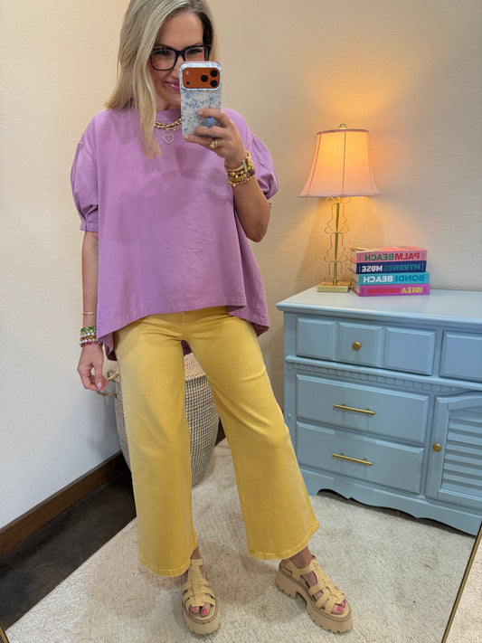 Purple High Low Denim Top