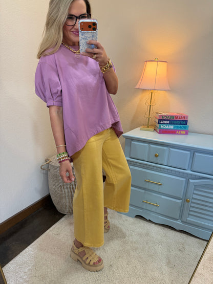Purple High Low Denim Top
