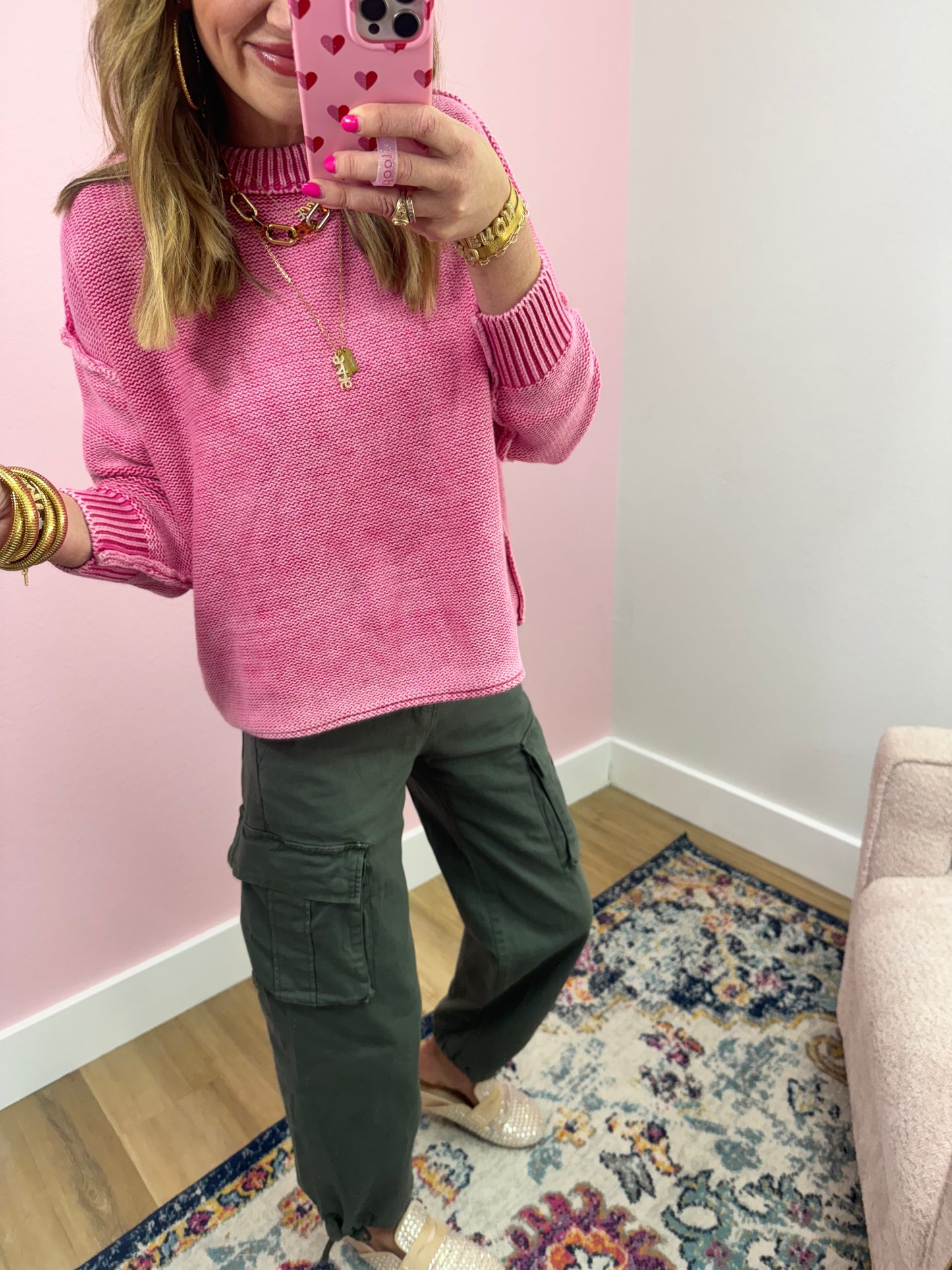 Daze Olive Cargo Tie Bottom Jeans FS