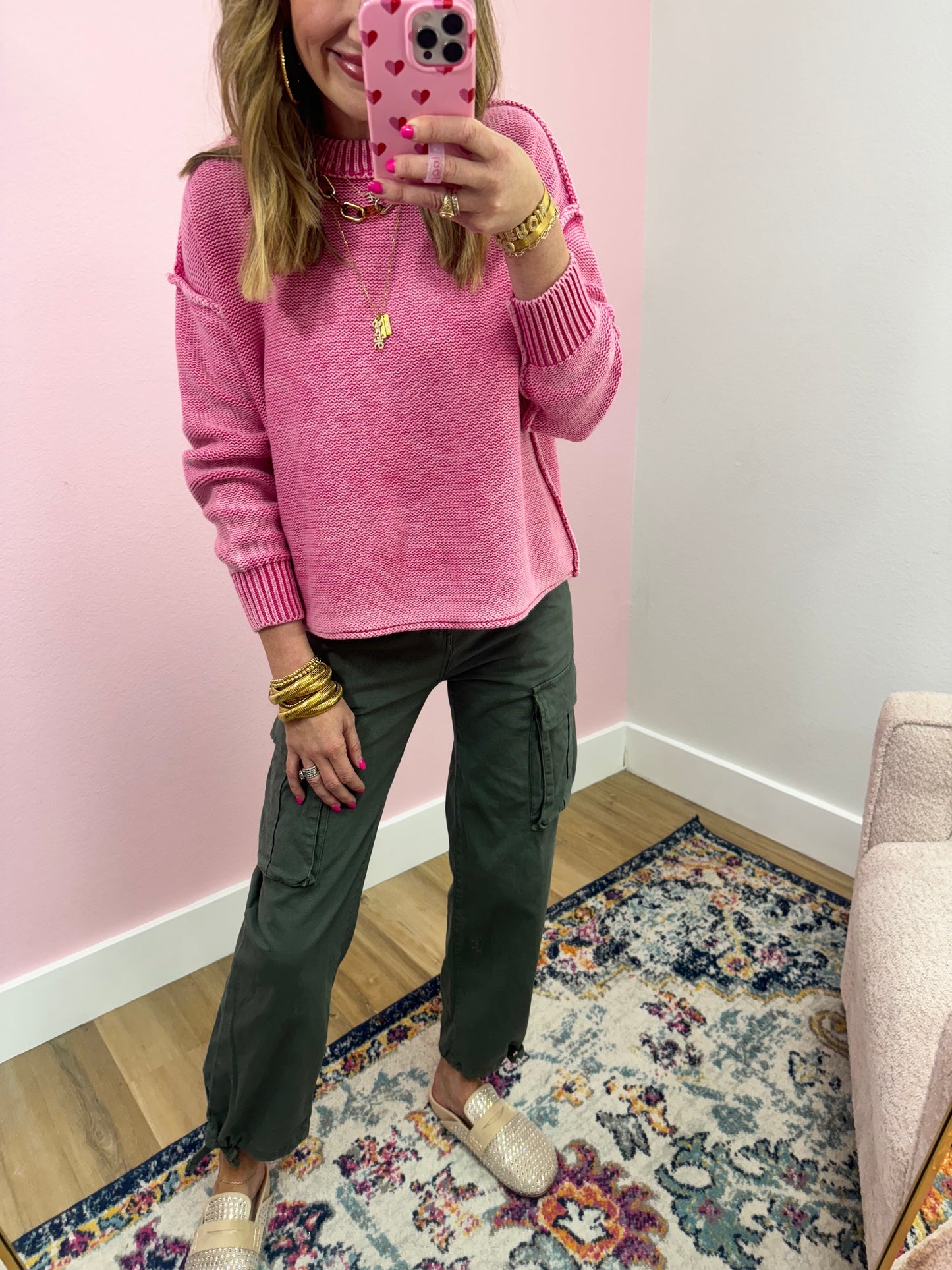 Daze Olive Cargo Tie Bottom Jeans FS