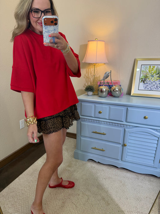 Ruby Round Neck Scuba With Side Slits