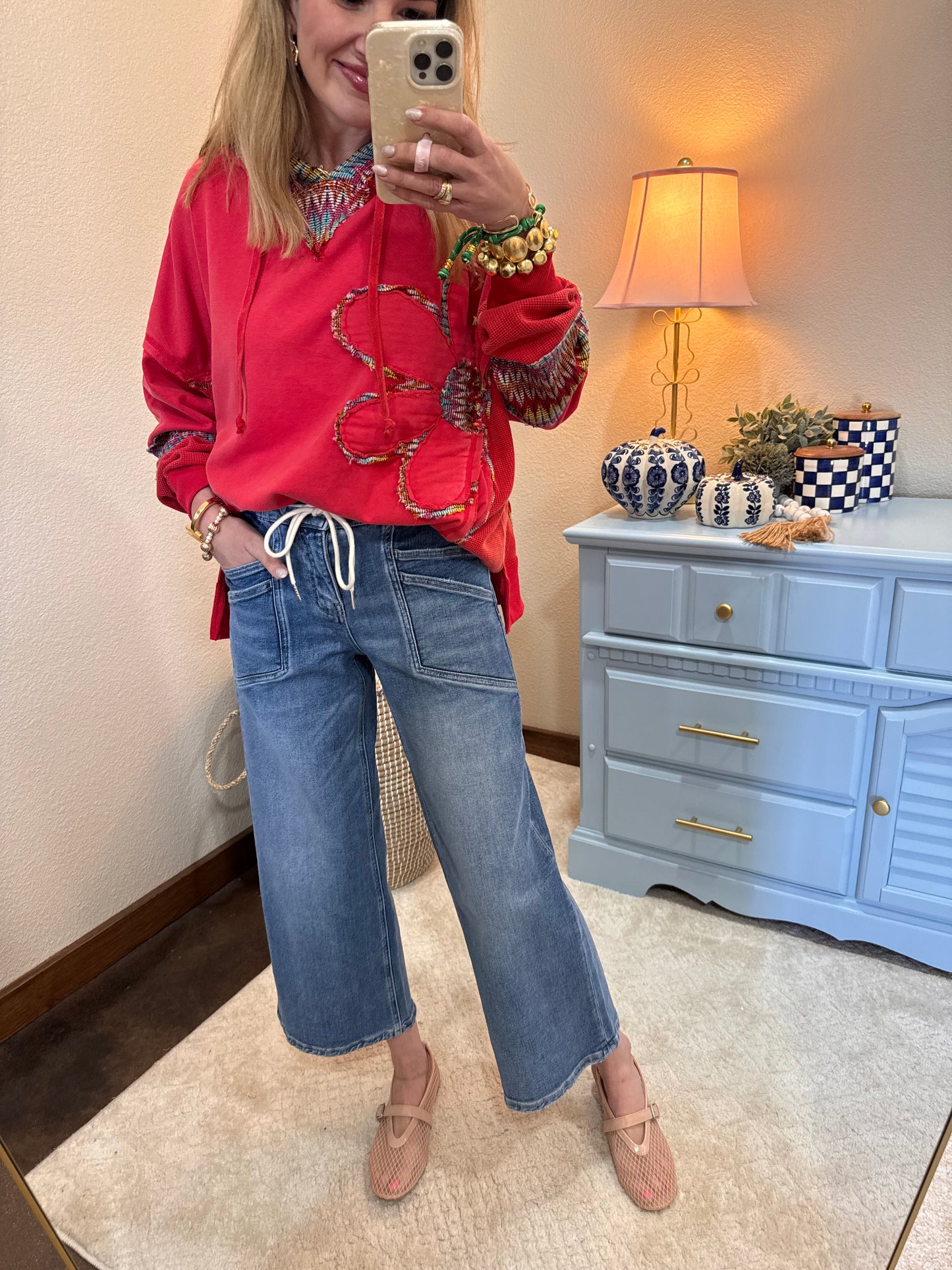 Vervet High Rise Drawstring Wide Leg Jeans
