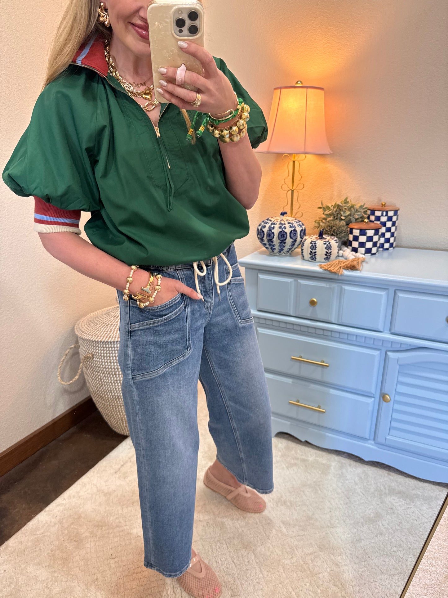 Vervet High Rise Drawstring Wide Leg Jeans