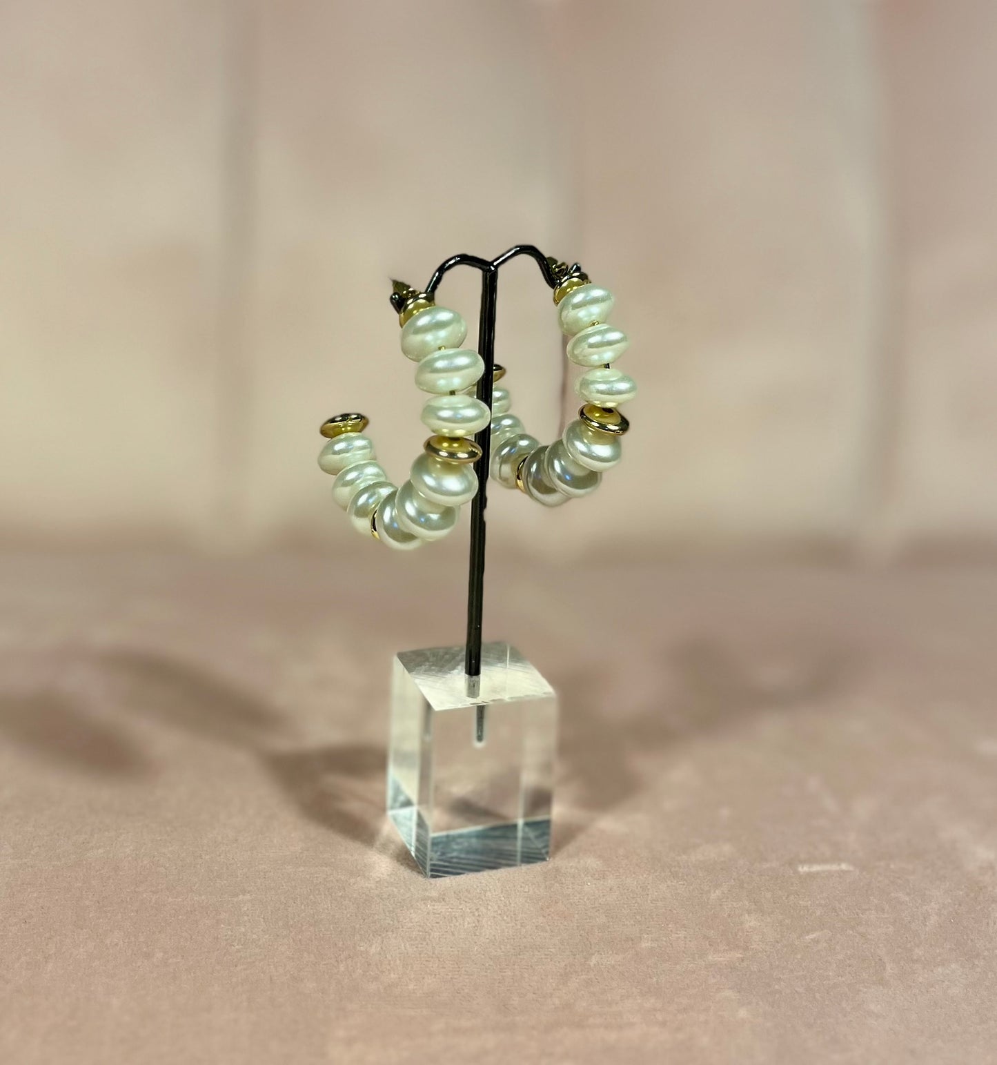 Pearl with Metal Bead Earrings (Gold & Silver)
