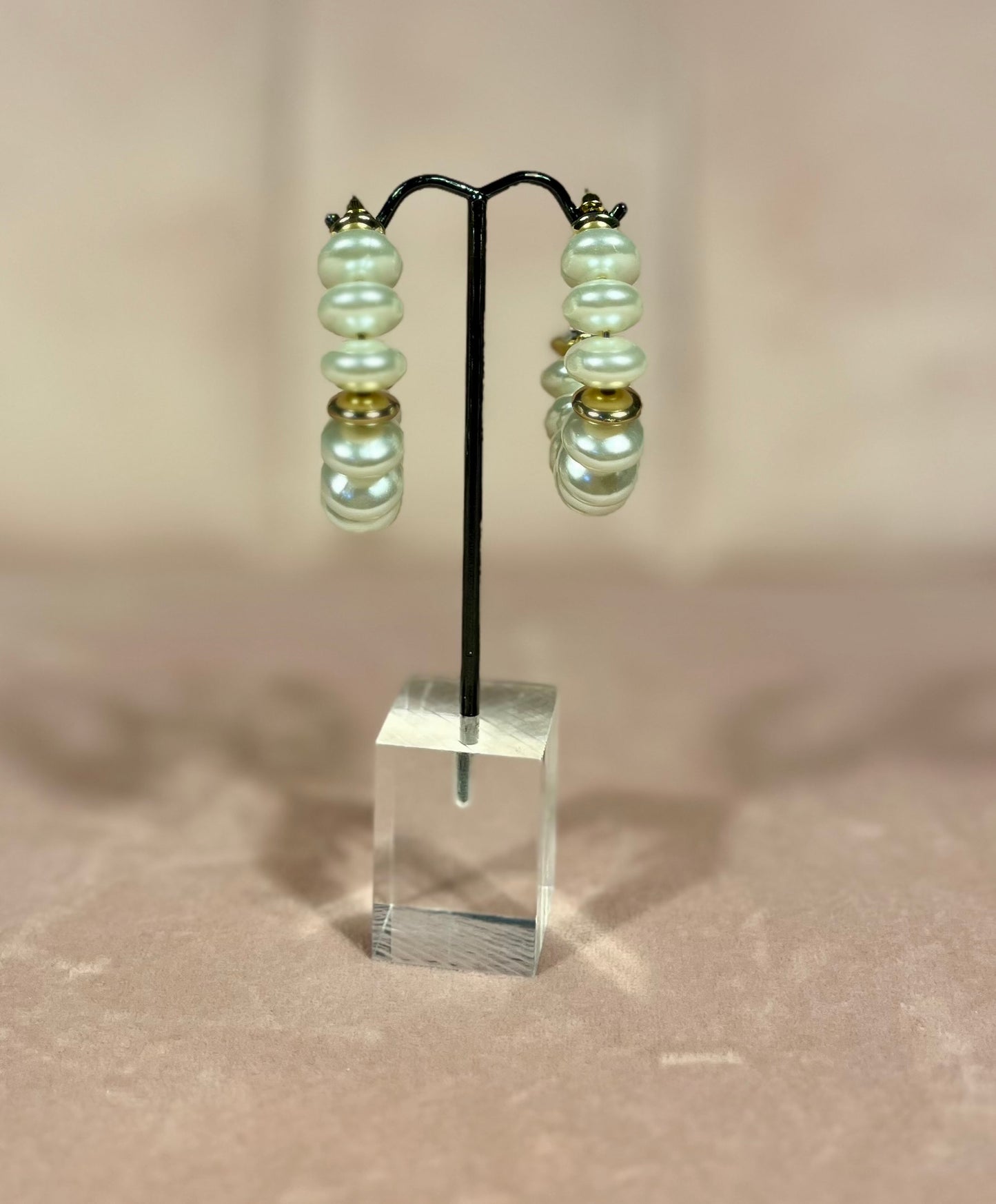Pearl with Metal Bead Earrings (Gold & Silver)