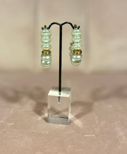 Pearl with Metal Bead Earrings (Gold & Silver)