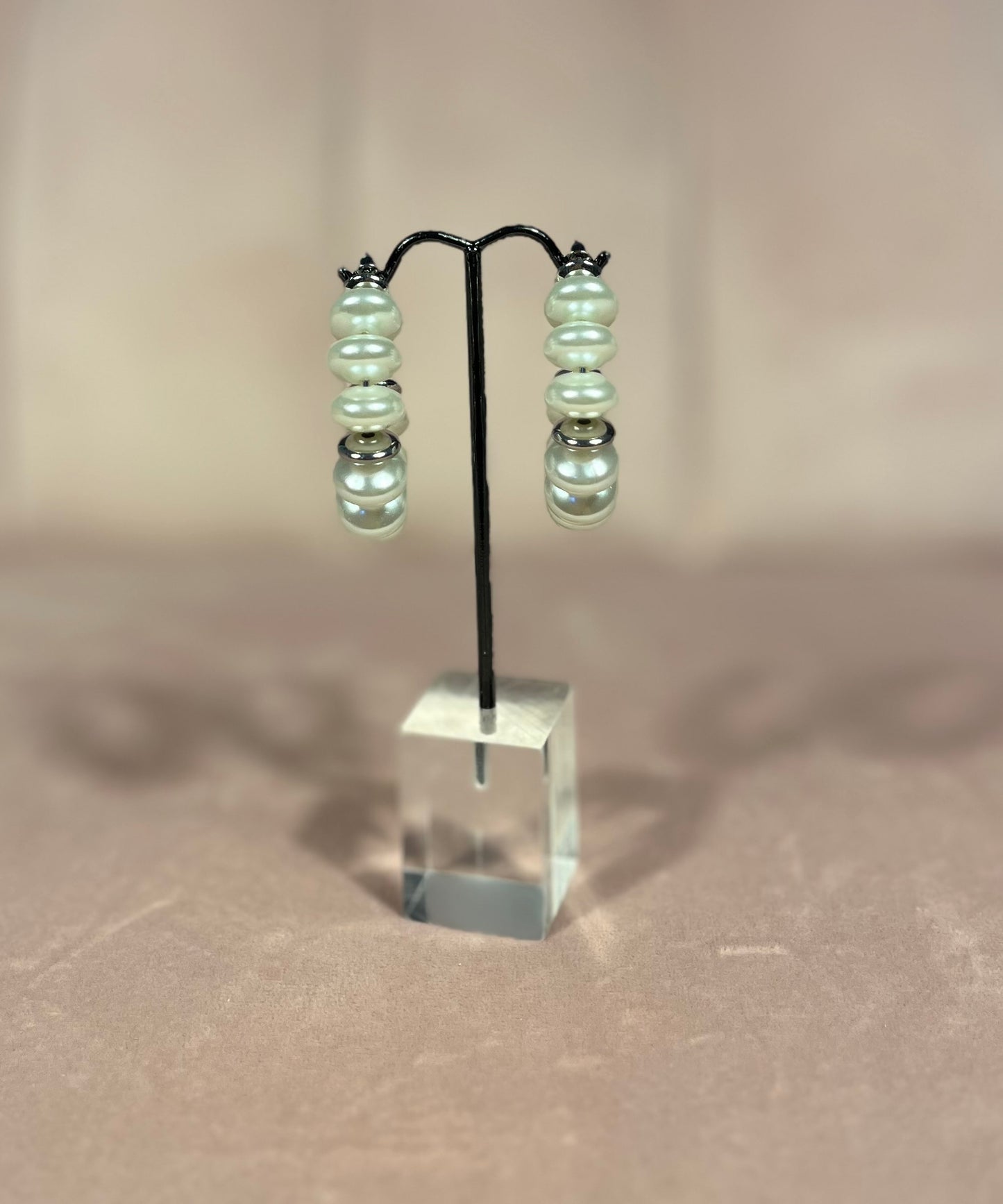 Pearl with Metal Bead Earrings (Gold & Silver)